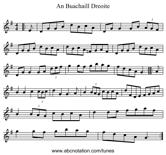 An Buachaill Dreoite - staff notation