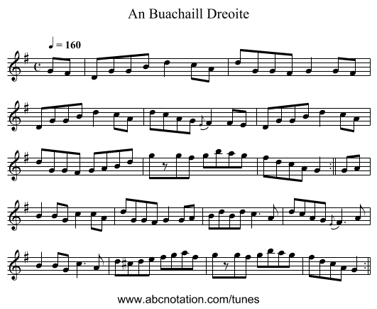 An Buachaill Dreoite - staff notation