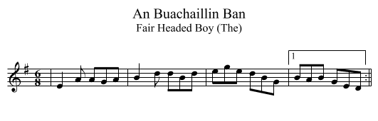 An Buachaillin Ban - staff notation