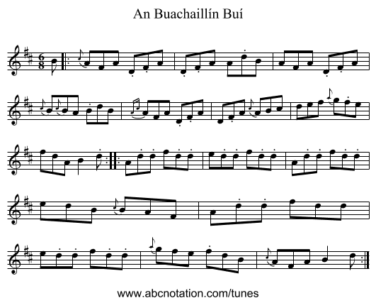An Buachaillín Buí - staff notation