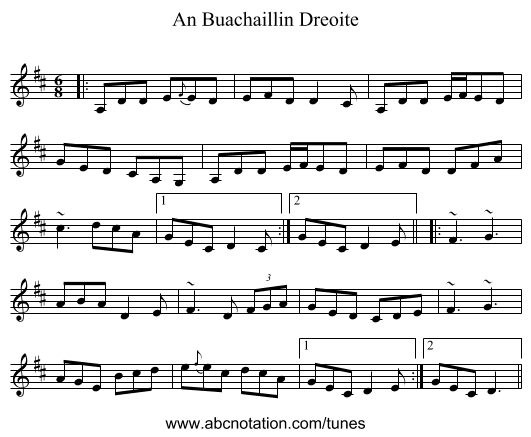 An Buachaillin Dreoite - staff notation