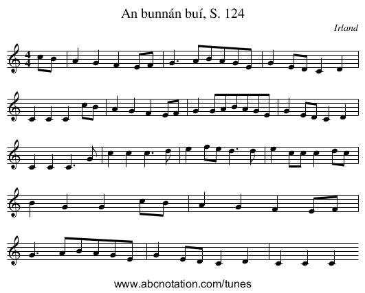 An bunnán buí, S. 124 - staff notation