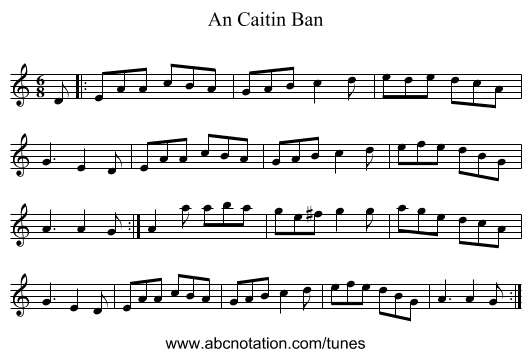 An Caitin Ban - staff notation