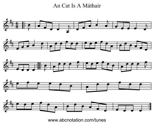 An Cat Is A Máthair - staff notation
