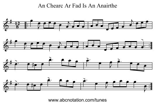 An Chearc Ar Fad Is An Anairthe - staff notation
