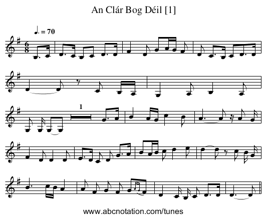 An Clár Bog Déil [1] - staff notation