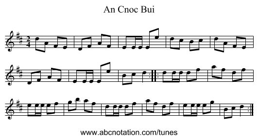 An Cnoc Bui - staff notation