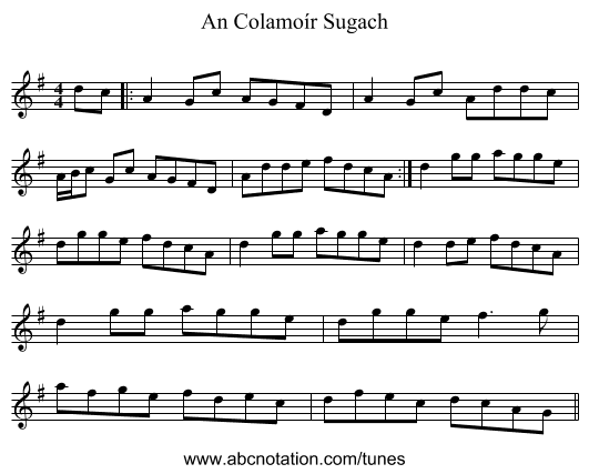 An Colamoír Sugach - staff notation