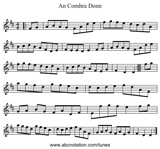 An Comhra Donn - staff notation