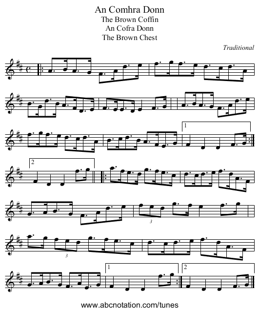 An Comhra Donn - staff notation