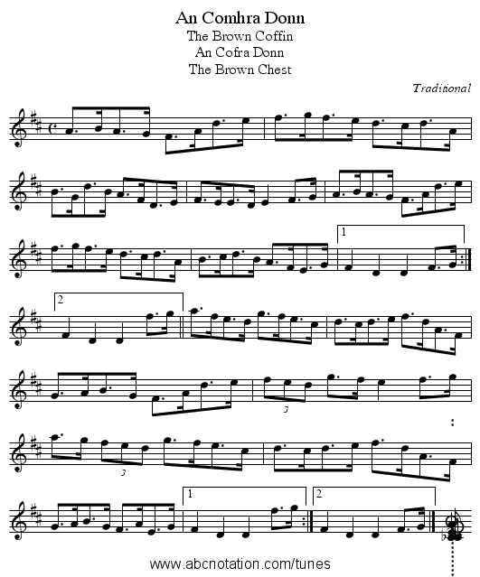 An Comhra Donn - staff notation