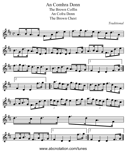 An Comhra Donn - staff notation