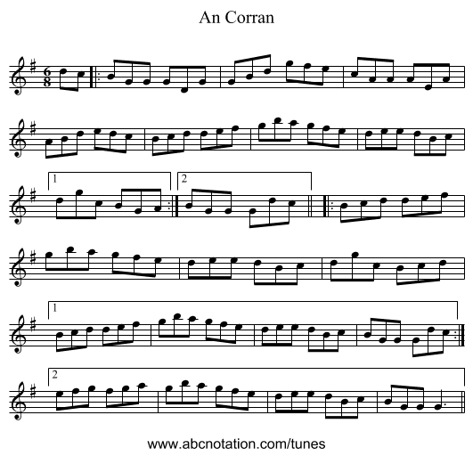 An Corran - staff notation