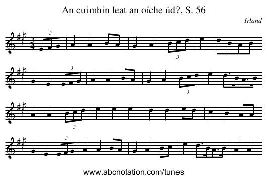 An cuimhin leat an oíche úd?, S. 56 - staff notation