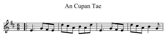 An Cupan Tae - staff notation