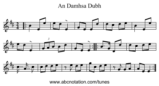 An Damhsa Dubh - staff notation