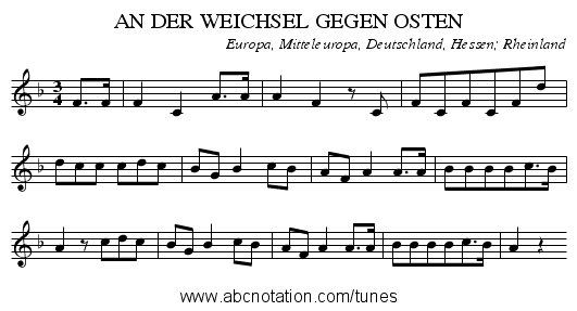 AN DER WEICHSEL GEGEN OSTEN - staff notation