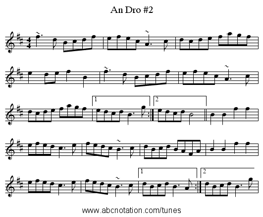 An Dro #2 - staff notation