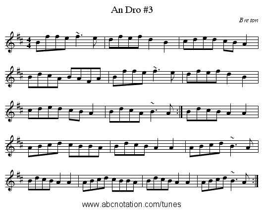 An Dro #3 - staff notation