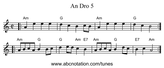 An Dro 5 - staff notation