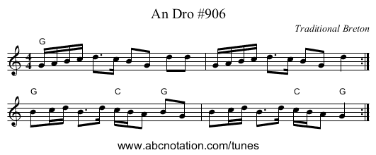 An Dro #906 - staff notation