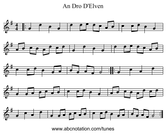 An Dro D'Elven - staff notation