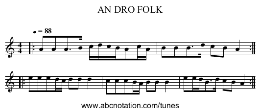 AN DRO FOLK - staff notation