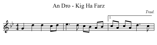 An Dro - Kig Ha Farz - staff notation
