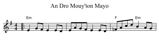 An Dro Mouy'ton Mayo - staff notation