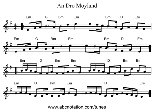 An Dro Moyland - staff notation