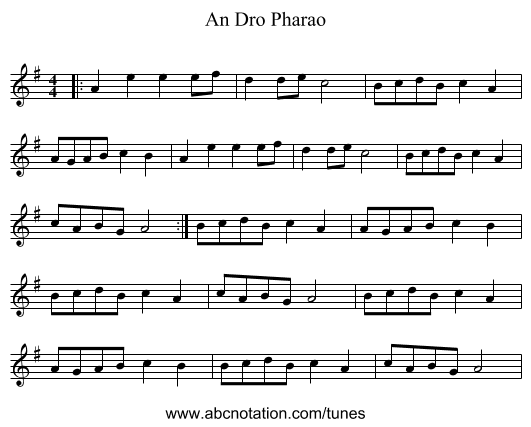 An Dro Pharao - staff notation