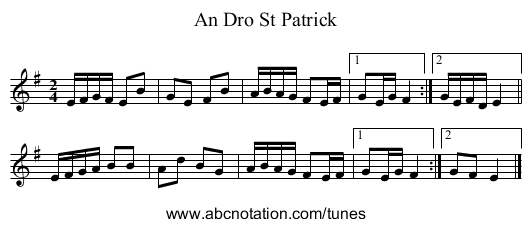 An Dro St Patrick - staff notation