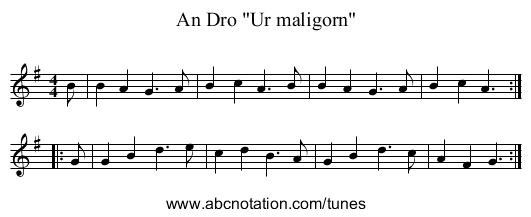 An Dro Ur maligorn - staff notation