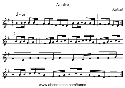 An dro - staff notation