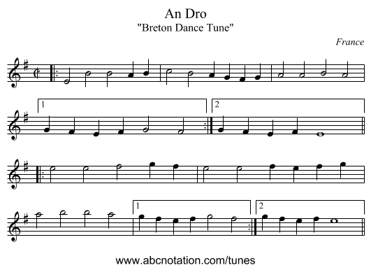 An Dro - staff notation