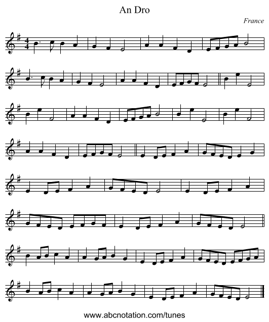 An Dro - staff notation