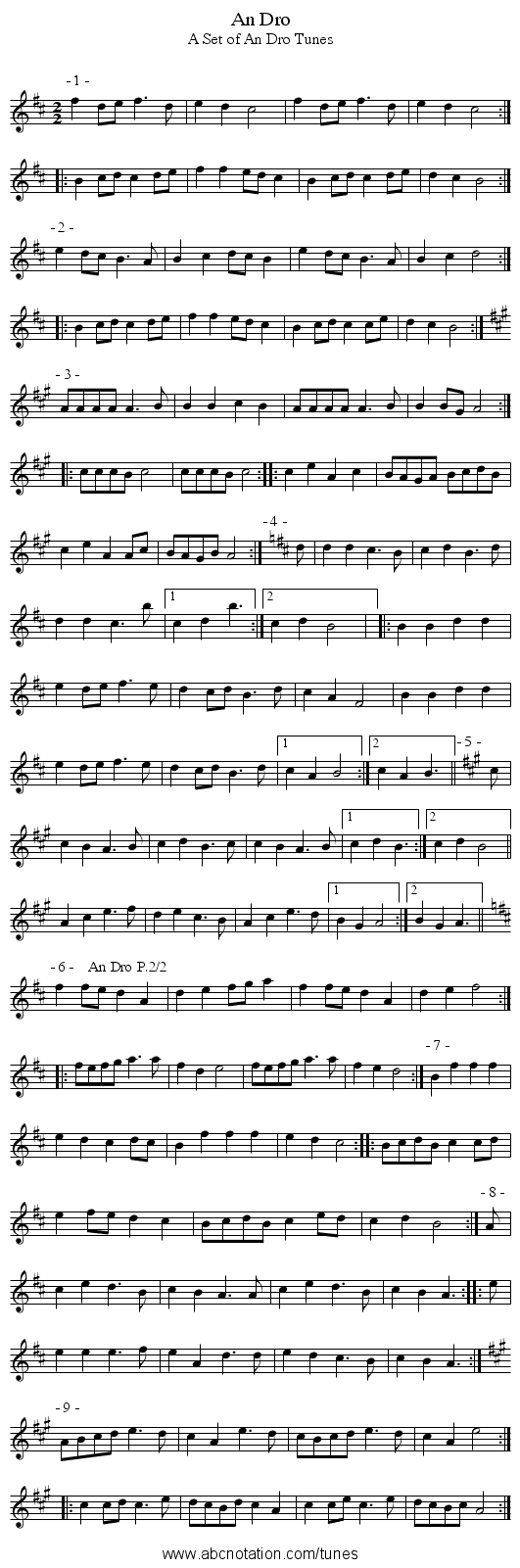 An Dro - staff notation