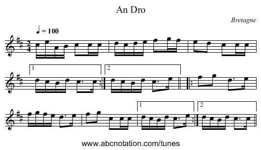 An Dro - staff notation
