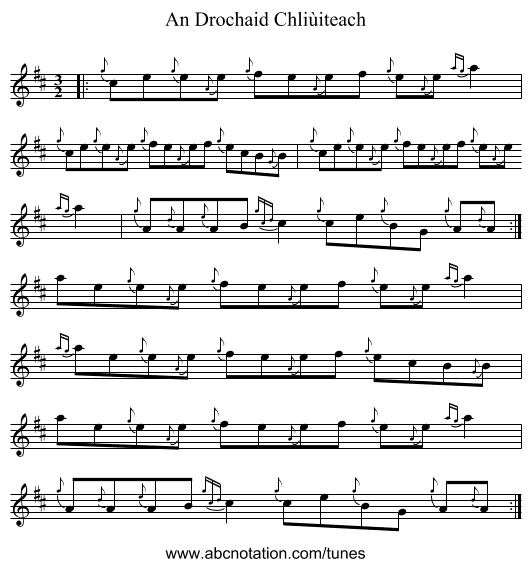 An Drochaid Chliùiteach - staff notation