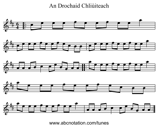 An Drochaid Chliùiteach - staff notation