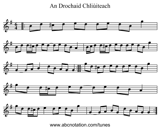 An Drochaid Chliùiteach - staff notation