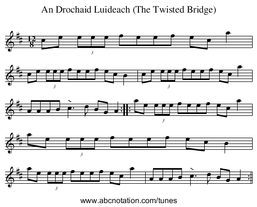 An Drochaid Luideach (The Twisted Bridge) - staff notation