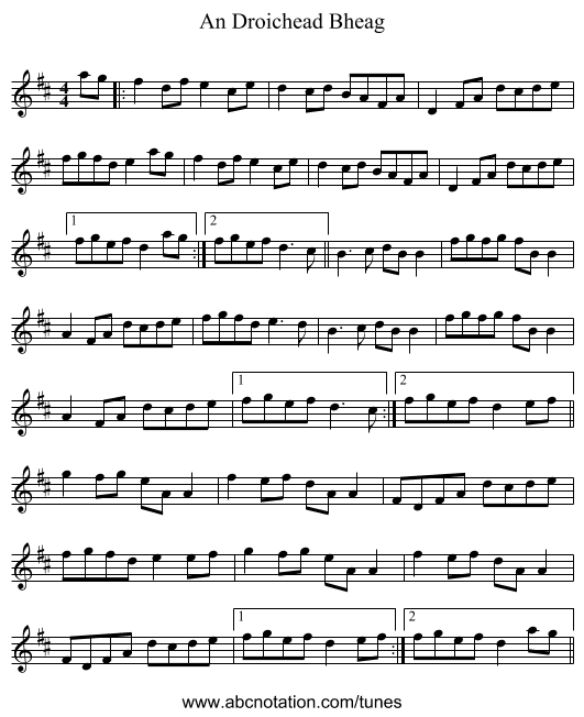 An Droichead Bheag - staff notation