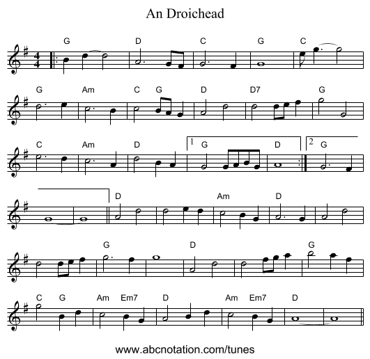 An Droichead - staff notation