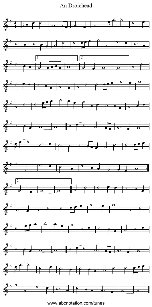 An Droichead - staff notation