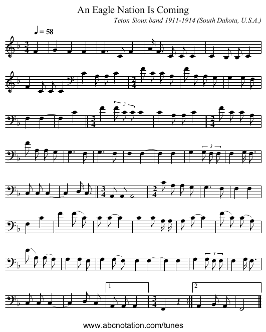 An Eagle Nation Is Coming - staff notation