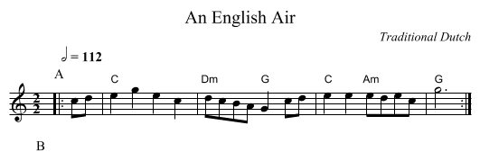 An English Air - staff notation
