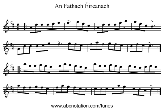 An Fathach Éireanach - staff notation