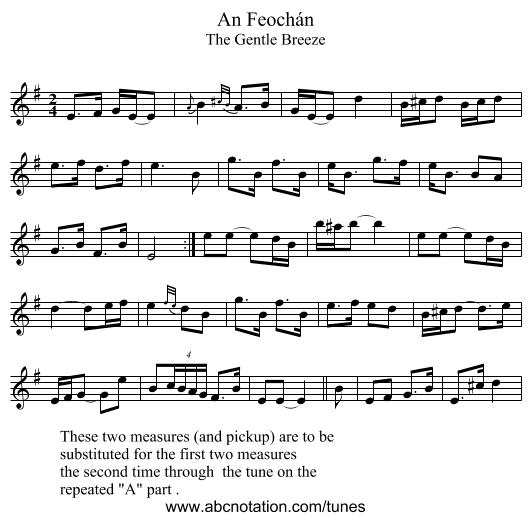An Feochán - staff notation