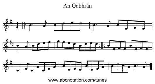 An Gabhrán - staff notation